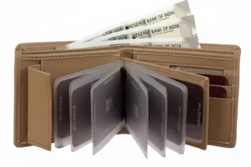 WILDAUK Men Casual, Travel, Formal Beige Artificial Leather Wallet - Regular Size (10 Card Slots)
